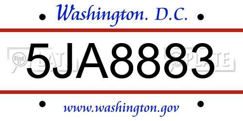 5JA8883 District Of Columbia License Plate
