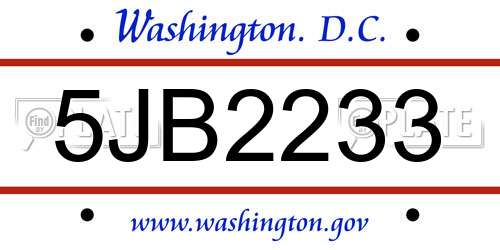 5JB2233 District Of Columbia License Plate