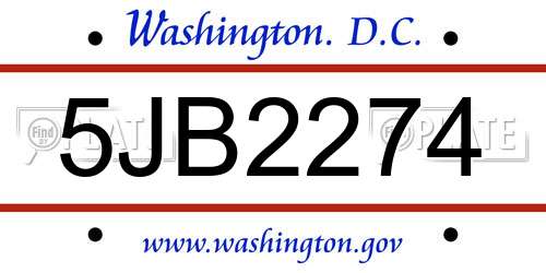 5JB2274 District Of Columbia License Plate