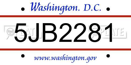 5JB2281 District Of Columbia License Plate