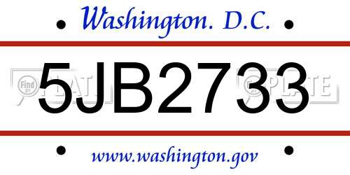 5JB2733 District Of Columbia License Plate