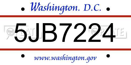 5JB7224 District Of Columbia License Plate