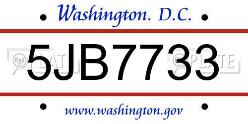 5JB7733 District Of Columbia License Plate