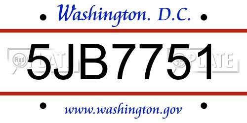 5JB7751 District Of Columbia License Plate