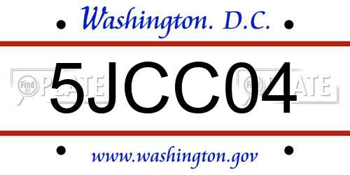5JCC04 District Of Columbia License Plate
