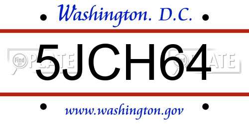 5JCH64 District Of Columbia License Plate