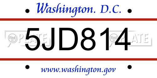 5JD814 District Of Columbia License Plate