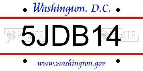 5JDB14 District Of Columbia License Plate