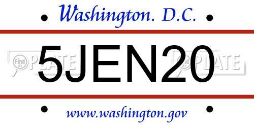 5JEN20 District Of Columbia License Plate