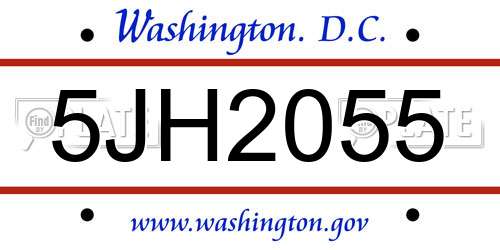 5JH2055 District Of Columbia License Plate