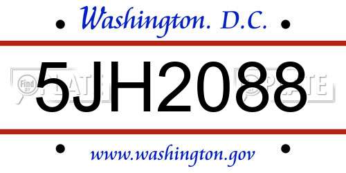 5JH2088 District Of Columbia License Plate