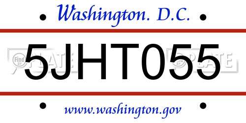 5JHT055 District Of Columbia License Plate