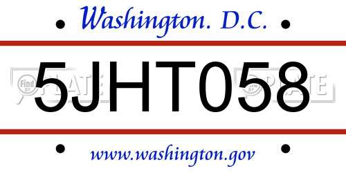 5JHT058 District Of Columbia License Plate