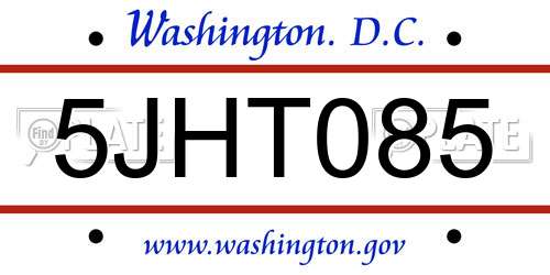 5JHT085 District Of Columbia License Plate