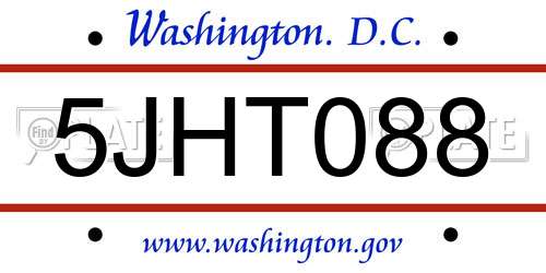5JHT088 District Of Columbia License Plate