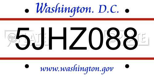 5JHZ088 District Of Columbia License Plate