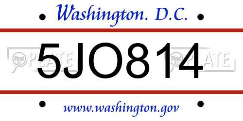 5JO814 District Of Columbia License Plate