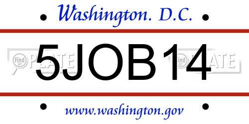 5JOB14 District Of Columbia License Plate