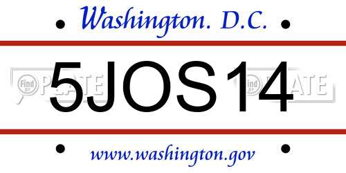 5JOS14 District Of Columbia License Plate