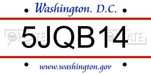 5JQB14 District Of Columbia License Plate