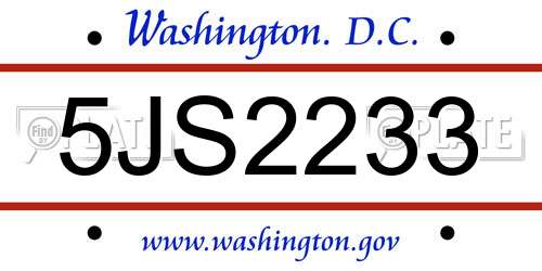 5JS2233 District Of Columbia License Plate