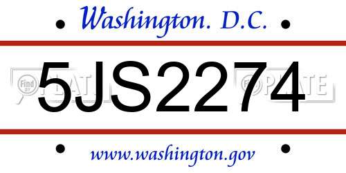 5JS2274 District Of Columbia License Plate