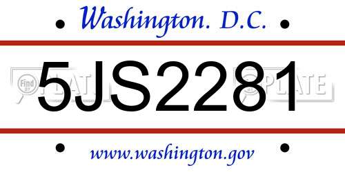 5JS2281 District Of Columbia License Plate