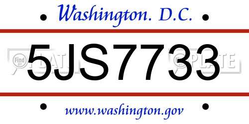 5JS7733 District Of Columbia License Plate