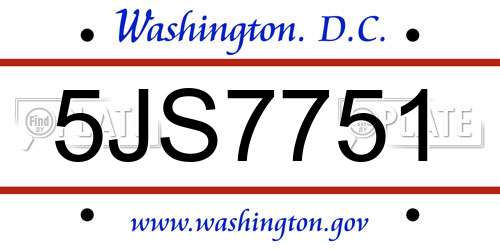 5JS7751 District Of Columbia License Plate