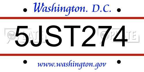 5JST274 District Of Columbia License Plate