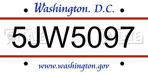 5JW5097 District Of Columbia License Plate