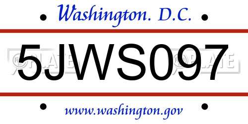 5JWS097 District Of Columbia License Plate