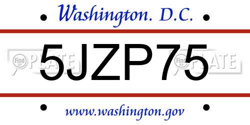 5JZP75 District Of Columbia License Plate