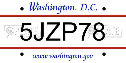 5JZP78 District Of Columbia License Plate