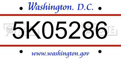 5K05286 District Of Columbia License Plate