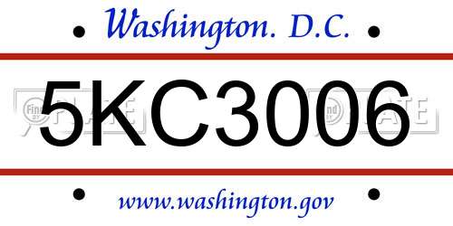 5KC3006 District Of Columbia License Plate