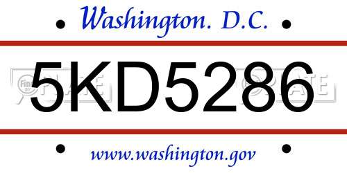 5KD5286 District Of Columbia License Plate