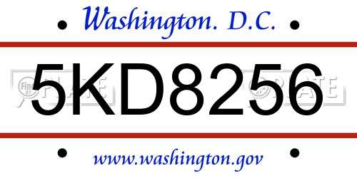5KD8256 District Of Columbia License Plate