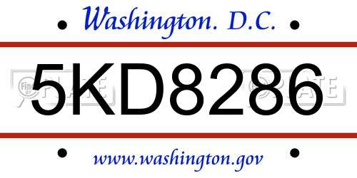 5KD8286 District Of Columbia License Plate