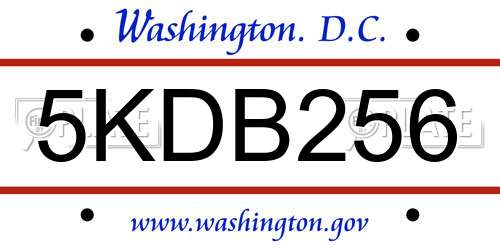 5KDB256 District Of Columbia License Plate