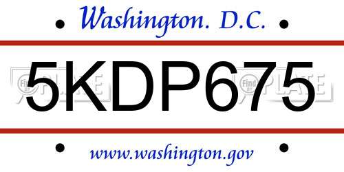 5KDP675 District Of Columbia License Plate