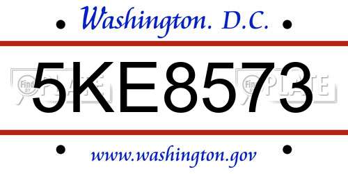 5KE8573 District Of Columbia License Plate