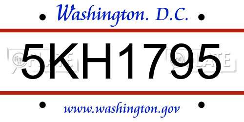 5KH1795 District Of Columbia License Plate