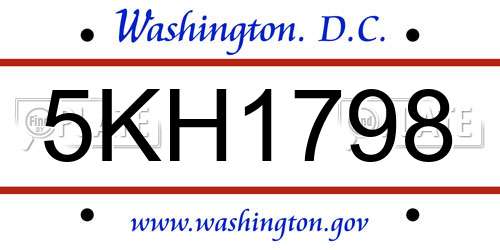 5KH1798 District Of Columbia License Plate