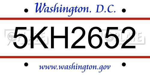 5KH2652 District Of Columbia License Plate