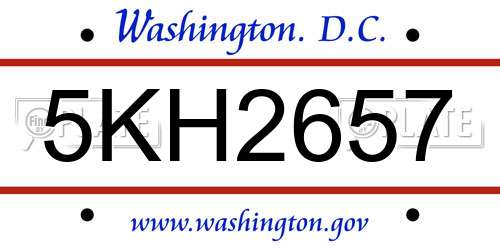 5KH2657 District Of Columbia License Plate