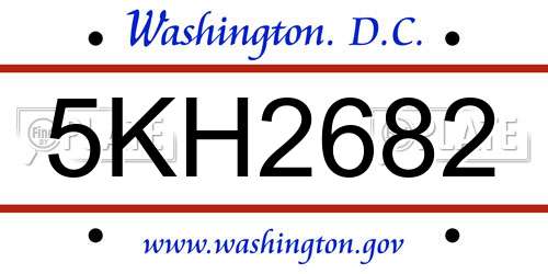 5KH2682 District Of Columbia License Plate
