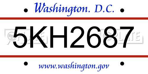 5KH2687 District Of Columbia License Plate
