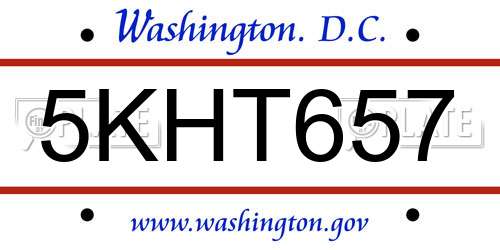 5KHT657 District Of Columbia License Plate
