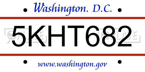 5KHT682 District Of Columbia License Plate